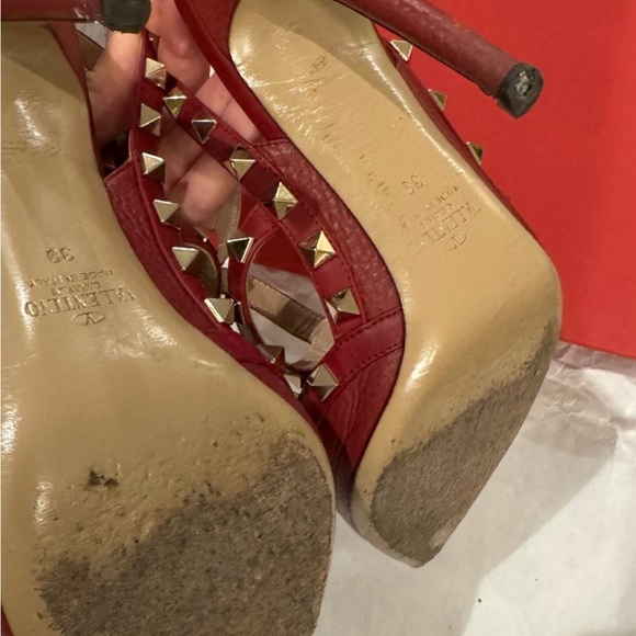 Valentino Red and Gold Studded Heels - Picture 9 of 9